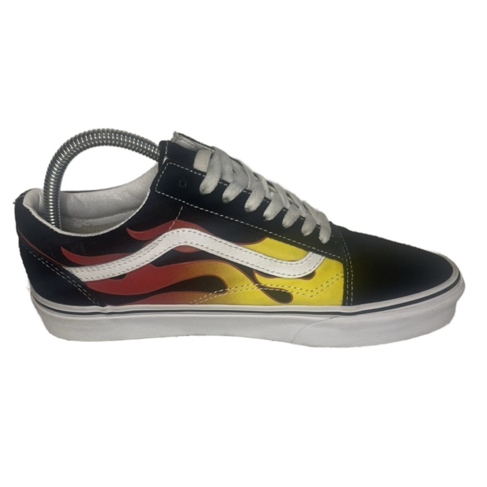 Vans Old Skool Flame Mens Size 8 Black Athletic Casual Shoes Sneakers Suede - Picture 3 of 13